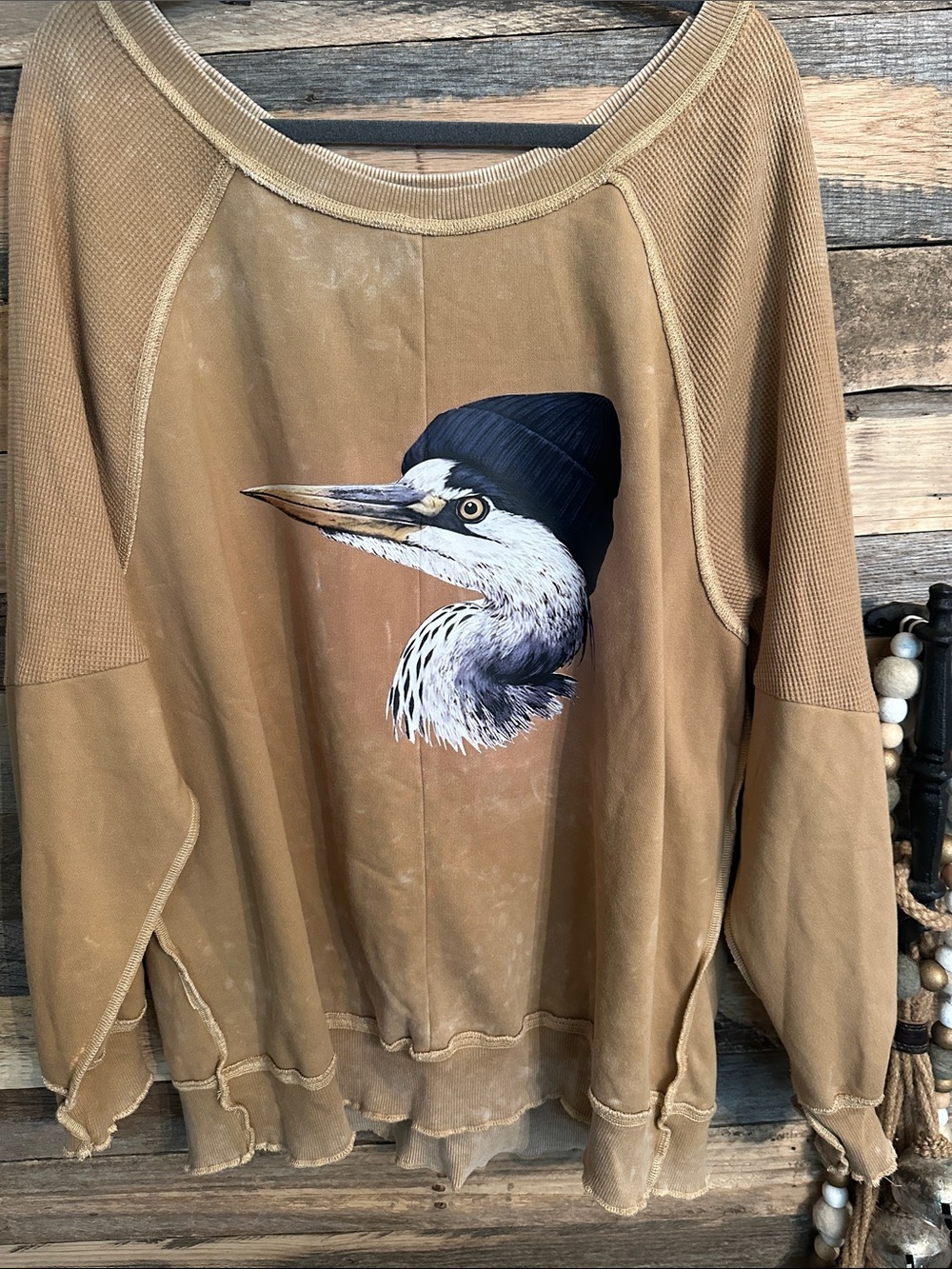 Womens Casual Brown / tan Heron Graphic custom